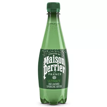 Front view of Maison Perrier Sparkling Water, 16.9 FL OZ Plastic Water Bottle.