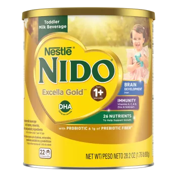 Imagen frontal de una lata de Nido Excella Gold