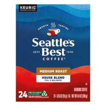 Front Center view of SEATTLE'S BEST COFFEE House Blend Ground Coffee K-Cup Pods 24 Count 8.4oz Box product.