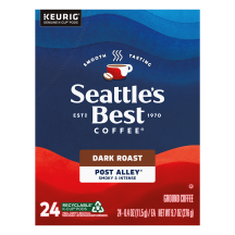 Front Center view of SEATTLE'S BEST COFFEE Ground Dark Roast Smooth-Roast Post Alley Blend Coffee 24 Count 9.7oz Box product.