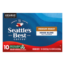 Front Center view of SEATTLE'S BEST COFFEE House Blend Ground Coffee K-Cup Pods 10 Count 3.5oz Box product.