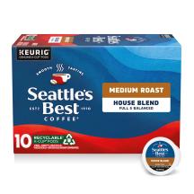 Front Center view of SEATTLE'S BEST COFFEE House Blend Ground Coffee K-Cup Pods 10 Count 3.5oz Box product.