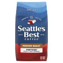 Front Center view of Seattle's Best Coffee Portside Blend, Medium Roast Ground Coffee, 12 Oz (Pack of 6) NET WT 12 OZ (340 g) product.