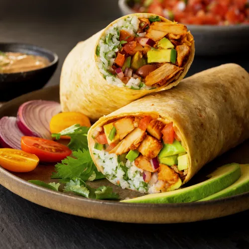 Chikn and Avocado Burritos