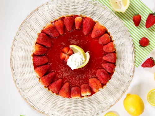 Tarta de queso con fresas