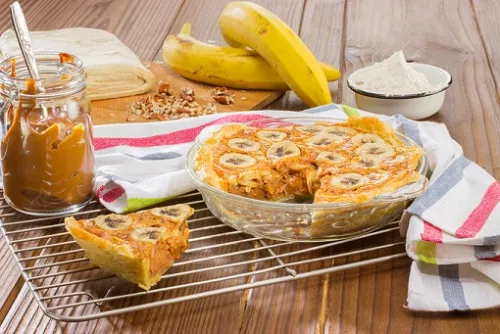 Pay de plátano y dulce de leche