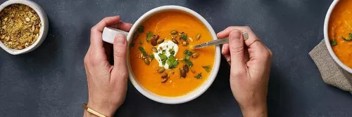 Creamy Roasted Sweet Potato Soup Long Right