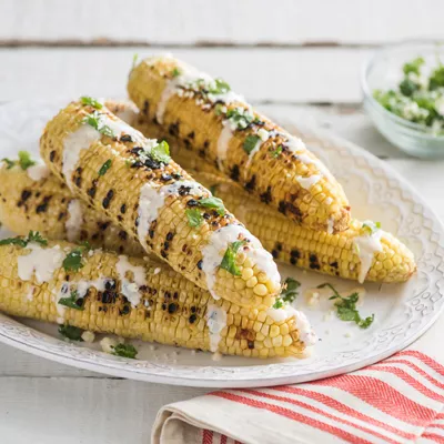 Grilled Corn with Creamy Chipotle Sauce