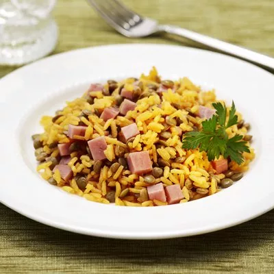 Arroz con Lentejas y Jamón