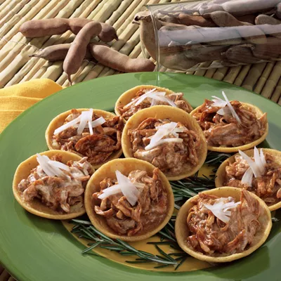 Corn Tostadas with Tamarind Mole