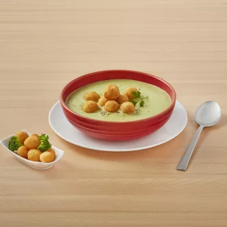Broccoli cream with potato balls