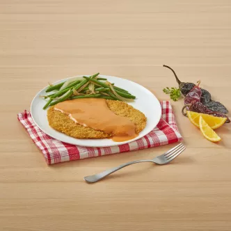 Milanesas en salsa cremosa de naranja