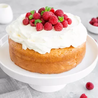 Tres Leches Cake with Raspberries