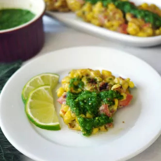 Corn Cakes with Fresh Green Chile Salsa
