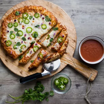 Mexican Pizza Bites with Spicy Dipping Sauce