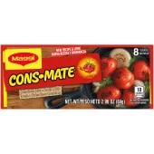 Vista frontal centrada de envase de Concentrado Maggi Consmate sabor Tomato and Chicken con PESO NETO 2.96 oz (84 g).