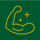 A yellow illustration of an arm flexing.