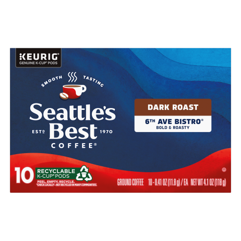 6th Ave Bistro Dark Roast Ground Coffee K-Cup Pods 10 Count 6x4