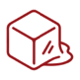 A red vector illustration of a melting ice cube.